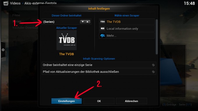 kodi_inhalt_festlegen_serien_untereinstellungen_raspberry