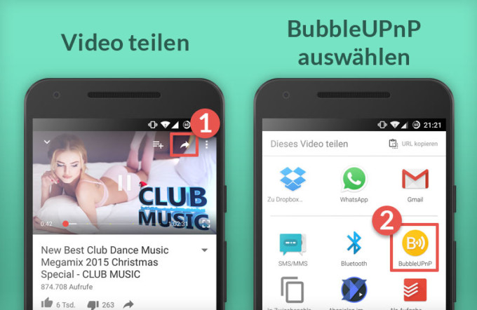 volumio_bubble_upnp_app_youtube_video_teilen